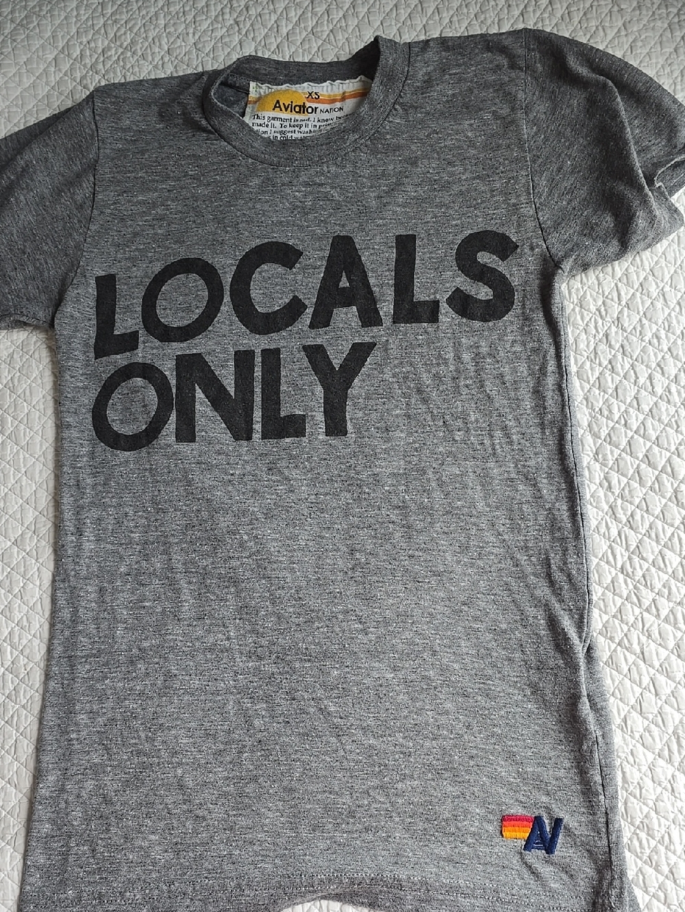 💥Aviator Nation Locals Only Boyfriend Tee Heather Gray XS Authentic